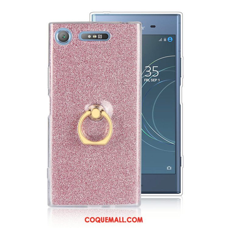 Étui Sony Xperia Xz1 Protection Tout Compris Support, Coque Sony Xperia Xz1 Rose Anneau