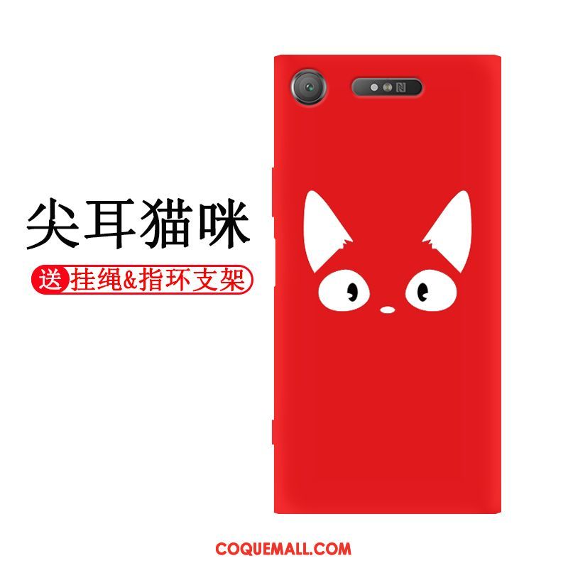 Étui Sony Xperia Xz1 Silicone Fluide Doux Téléphone Portable, Coque Sony Xperia Xz1 Tout Compris Rouge