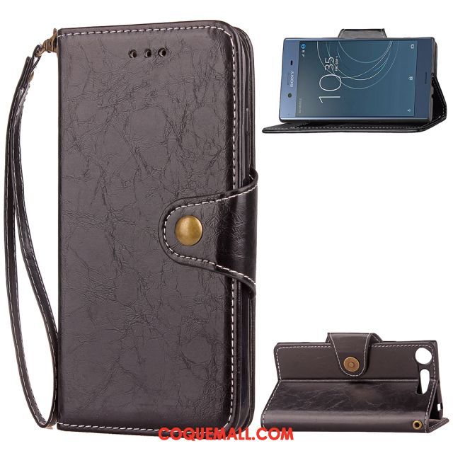 Étui Sony Xperia Xz1 Téléphone Portable Étui En Cuir Simple, Coque Sony Xperia Xz1 Ornements Suspendus Incassable