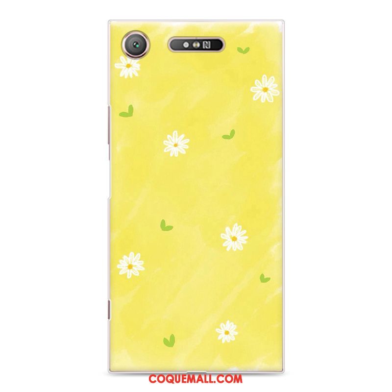 Étui Sony Xperia Xz1 Vintage Protection Jaune, Coque Sony Xperia Xz1 Incassable Téléphone Portable