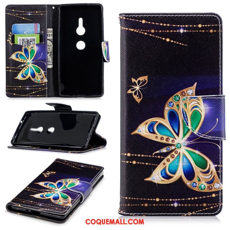 Étui Sony Xperia Xz2 Clamshell Carte Noir, Coque Sony Xperia Xz2 Fluide Doux Téléphone Portable