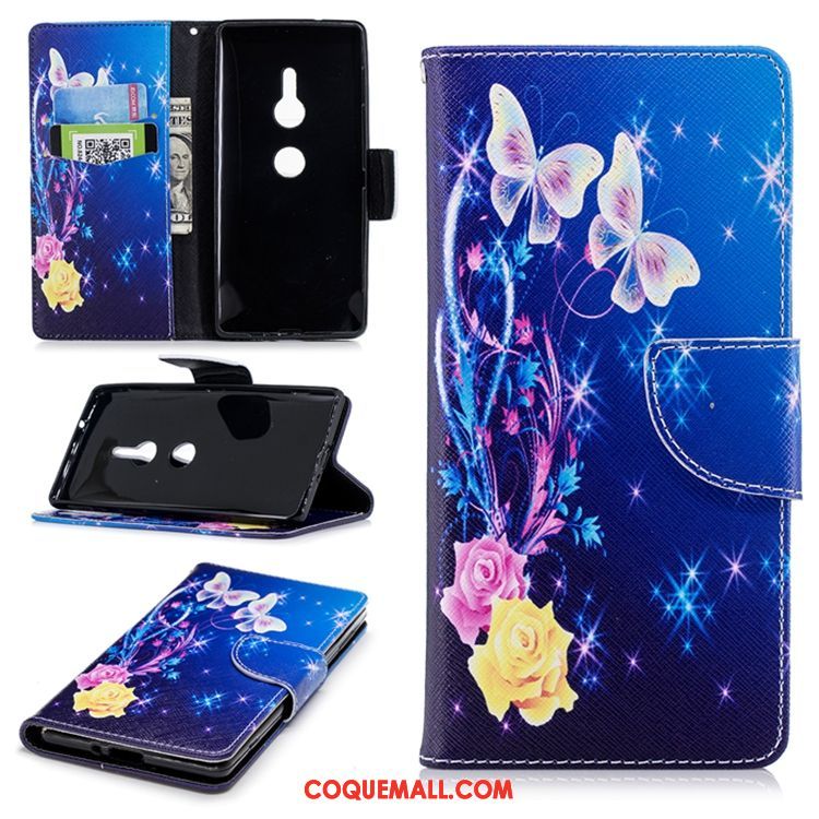 Étui Sony Xperia Xz2 Clamshell Carte Noir, Coque Sony Xperia Xz2 Fluide Doux Téléphone Portable