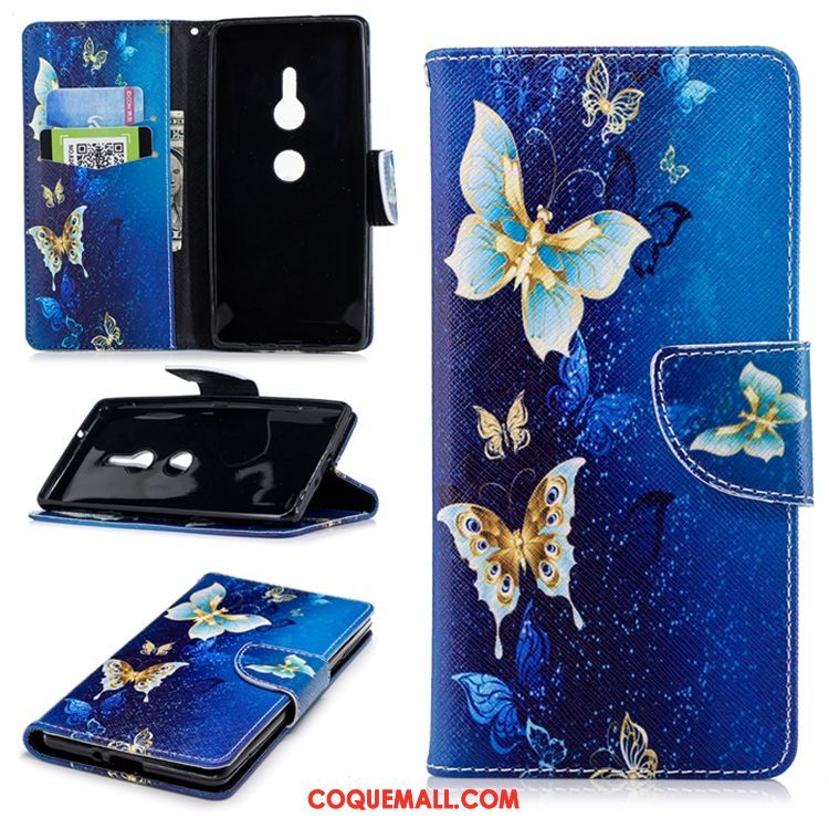 Étui Sony Xperia Xz2 Clamshell Carte Noir, Coque Sony Xperia Xz2 Fluide Doux Téléphone Portable