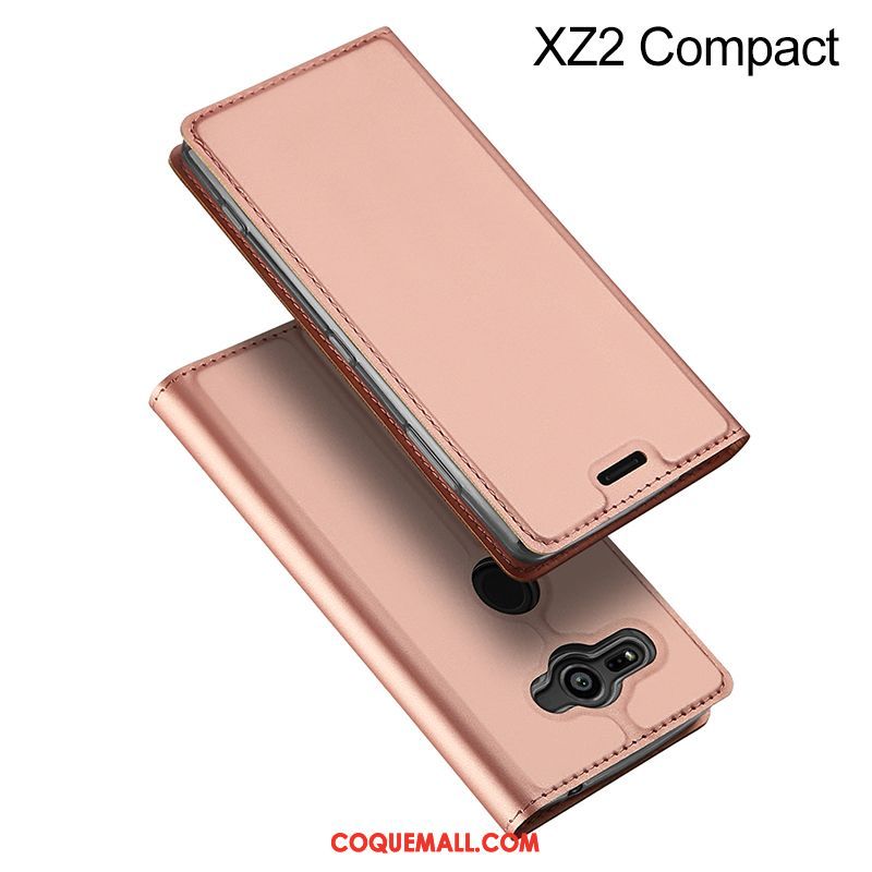 Étui Sony Xperia Xz2 Compact Bordure Protection Carte, Coque Sony Xperia Xz2 Compact Étui En Cuir Or
