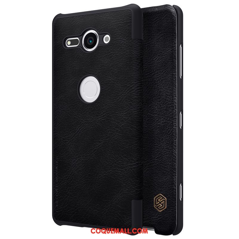 Étui Sony Xperia Xz2 Compact Protection Incassable Carte, Coque Sony Xperia Xz2 Compact Noir Étui En Cuir