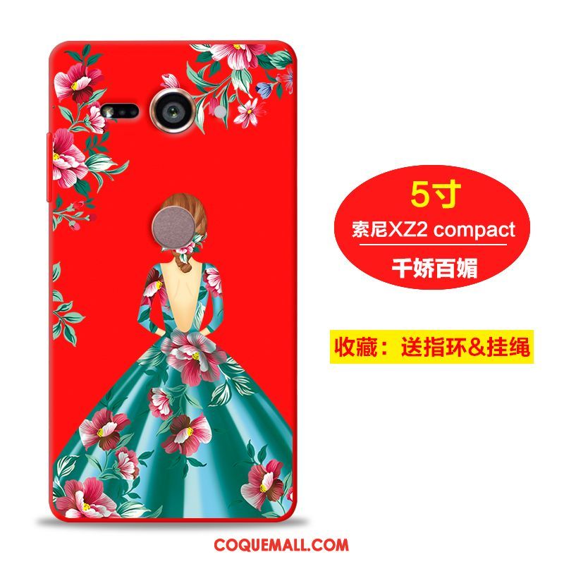 Étui Sony Xperia Xz2 Compact Tendance Rouge Créatif, Coque Sony Xperia Xz2 Compact Protection Incassable