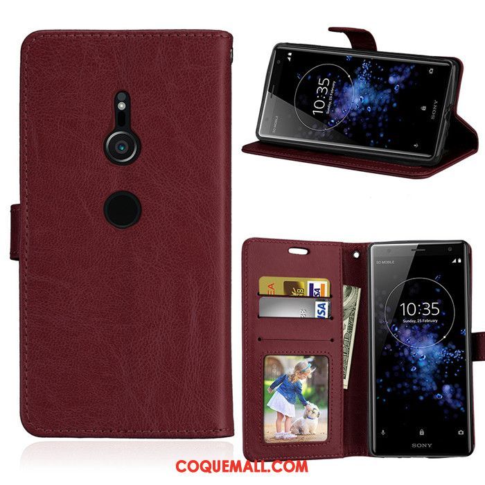 Étui Sony Xperia Xz2 Protection Étui En Cuir Silicone, Coque Sony Xperia Xz2 Téléphone Portable Portefeuille