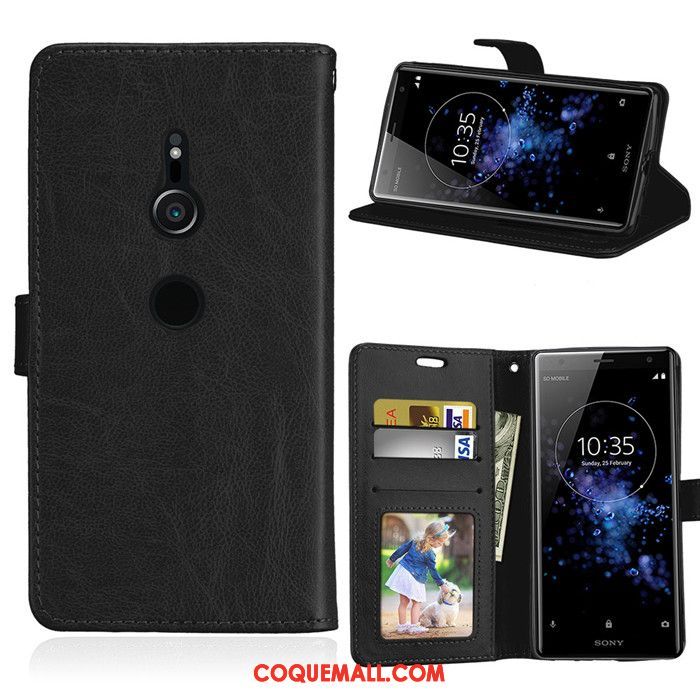 Étui Sony Xperia Xz2 Protection Étui En Cuir Silicone, Coque Sony Xperia Xz2 Téléphone Portable Portefeuille