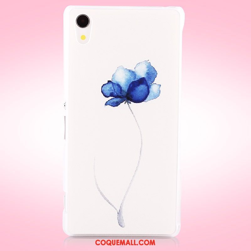 Étui Sony Xperia Z3+ Peinture Protection Délavé En Daim, Coque Sony Xperia Z3+ Bleu Difficile