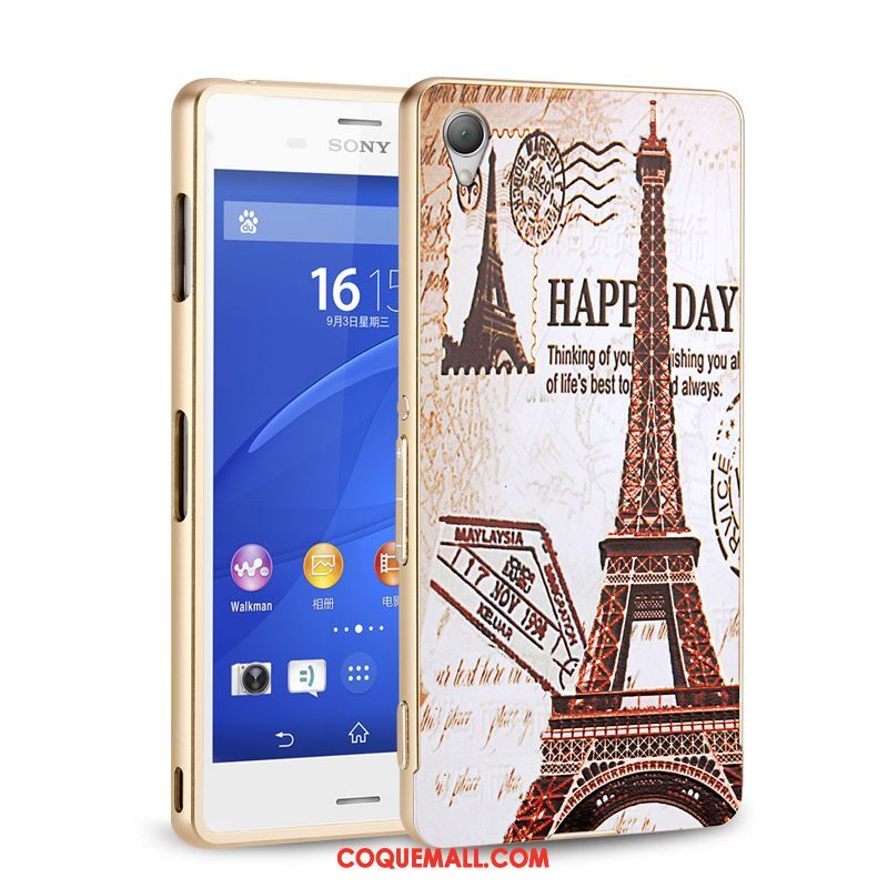 Étui Sony Xperia Z3+ Protection Border Blanc, Coque Sony Xperia Z3+ Téléphone Portable Métal