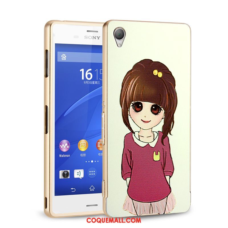 Étui Sony Xperia Z3+ Protection Border Blanc, Coque Sony Xperia Z3+ Téléphone Portable Métal