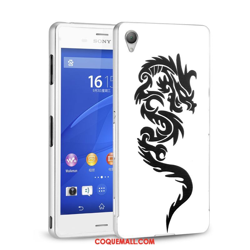 Étui Sony Xperia Z3+ Protection Border Blanc, Coque Sony Xperia Z3+ Téléphone Portable Métal