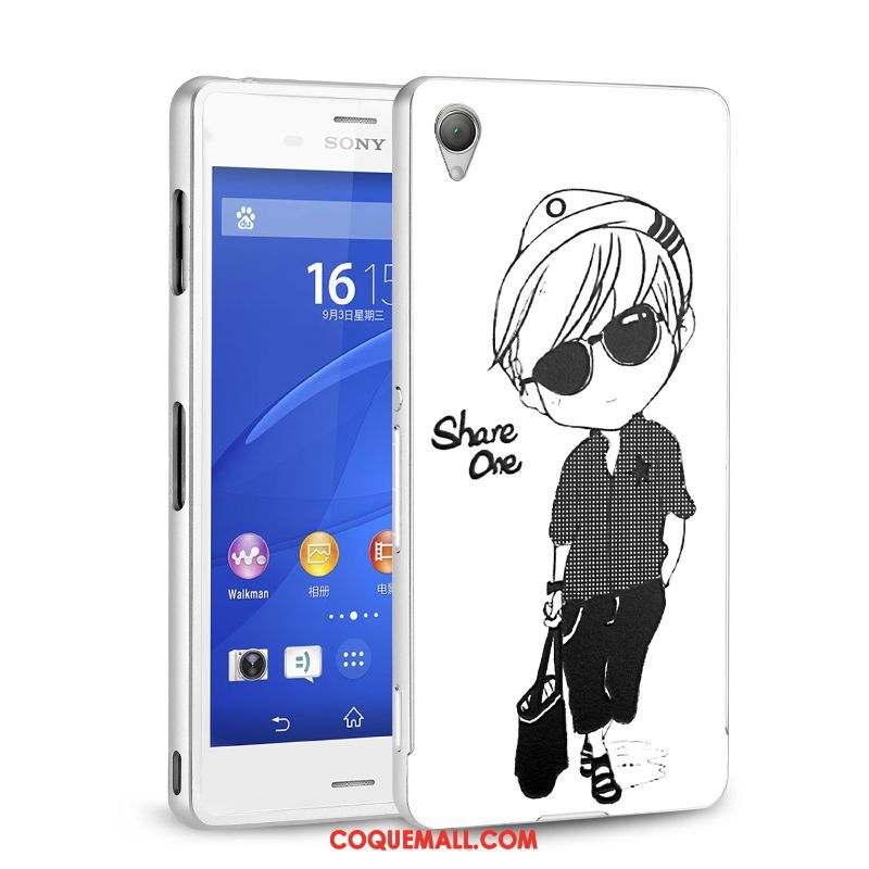 Étui Sony Xperia Z3+ Protection Border Blanc, Coque Sony Xperia Z3+ Téléphone Portable Métal