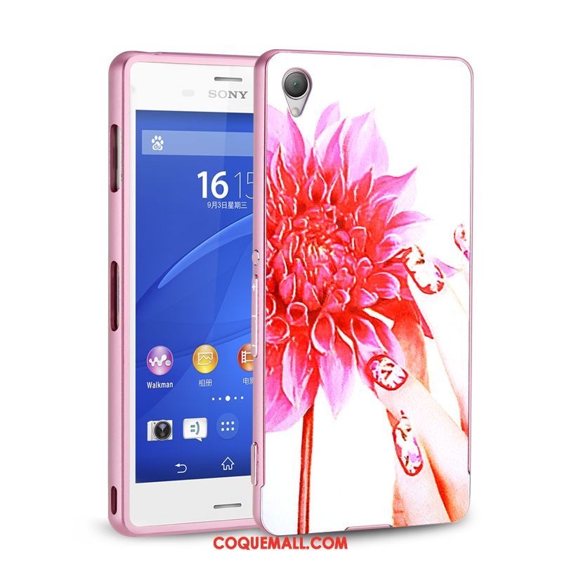 Étui Sony Xperia Z3+ Protection Border Blanc, Coque Sony Xperia Z3+ Téléphone Portable Métal