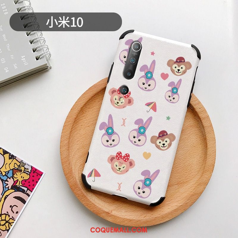 Étui Xiaomi Mi 10 Charmant Gaufrage Personnalité, Coque Xiaomi Mi 10 Frais Lapin Beige