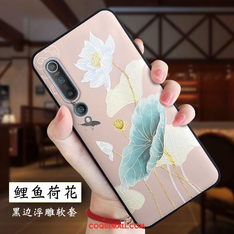Étui Xiaomi Mi 10 Délavé En Daim Fluide Doux Rose, Coque Xiaomi Mi 10 Personnalité Téléphone Portable Beige