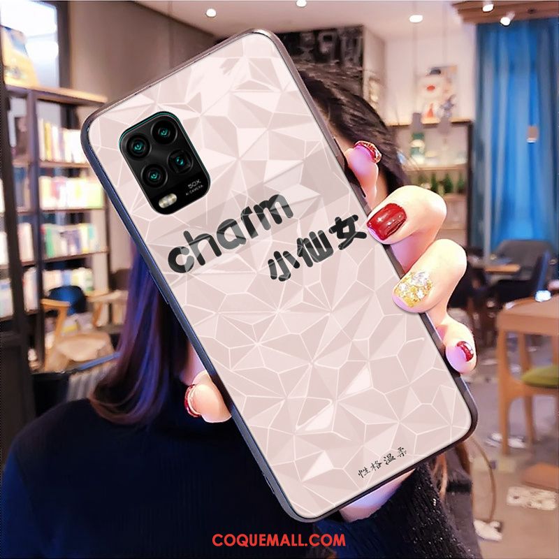 Étui Xiaomi Mi 10 Lite Net Rouge Modèle Fleurie Dessin Animé, Coque Xiaomi Mi 10 Lite Personnalisé Téléphone Portable Beige