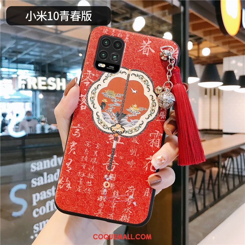 Étui Xiaomi Mi 10 Lite Protection Silicone Jeunesse, Coque Xiaomi Mi 10 Lite Vintage Style Chinois Beige