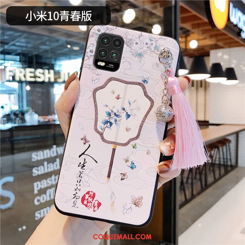 Étui Xiaomi Mi 10 Lite Protection Silicone Jeunesse, Coque Xiaomi Mi 10 Lite Vintage Style Chinois Beige
