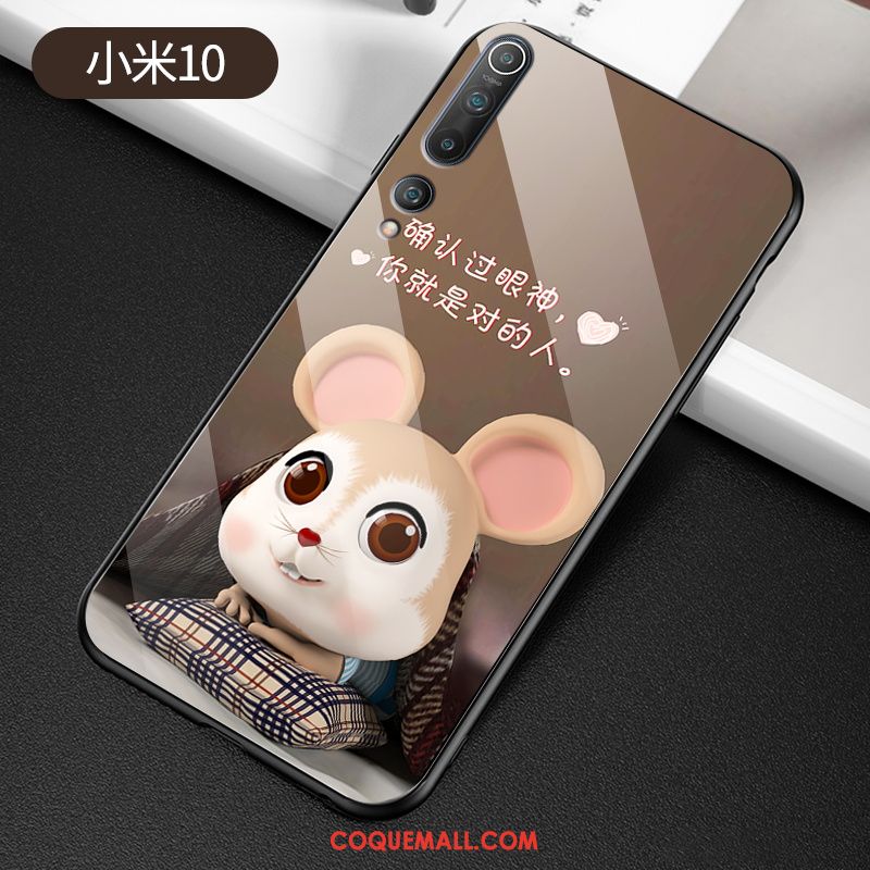 Étui Xiaomi Mi 10 Personnalité Fluide Doux Charmant, Coque Xiaomi Mi 10 Net Rouge Amoureux Beige