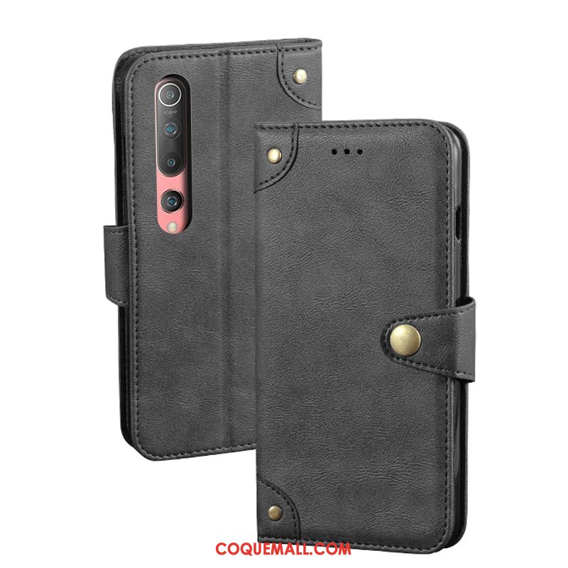 Étui Xiaomi Mi 10 Petit Fluide Doux Noir, Coque Xiaomi Mi 10 Protection En Cuir Beige