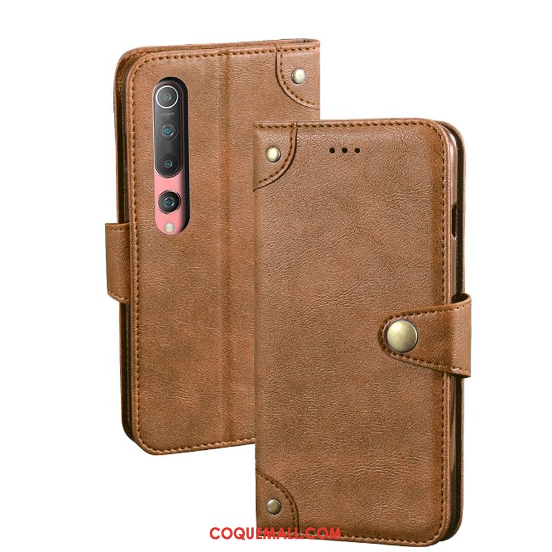 Étui Xiaomi Mi 10 Petit Fluide Doux Noir, Coque Xiaomi Mi 10 Protection En Cuir Beige