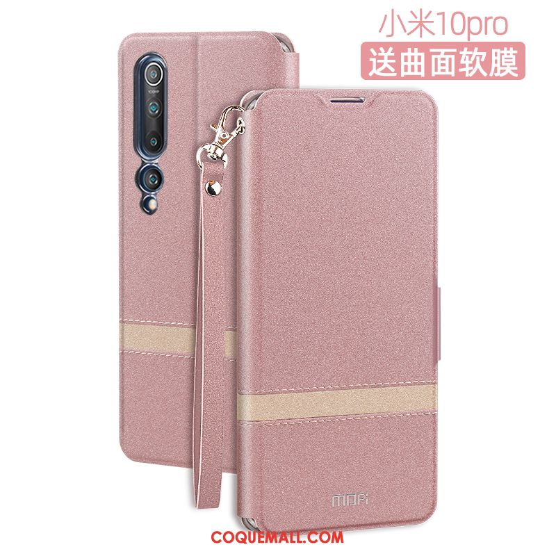 Étui Xiaomi Mi 10 Pro Clamshell Tendance Bleu, Coque Xiaomi Mi 10 Pro Incassable Téléphone Portable Beige