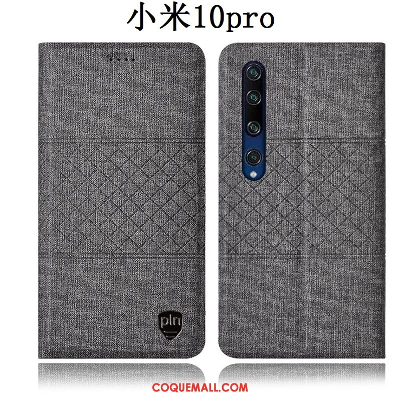 Étui Xiaomi Mi 10 Pro En Cuir Tout Compris Jeunesse, Coque Xiaomi Mi 10 Pro Incassable Téléphone Portable Beige