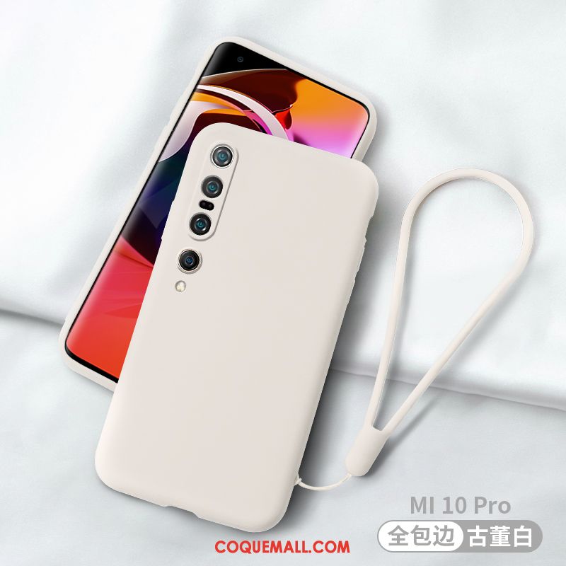 Étui Xiaomi Mi 10 Pro Fluide Doux Nouveau Silicone, Coque Xiaomi Mi 10 Pro Luxe Personnalité Beige