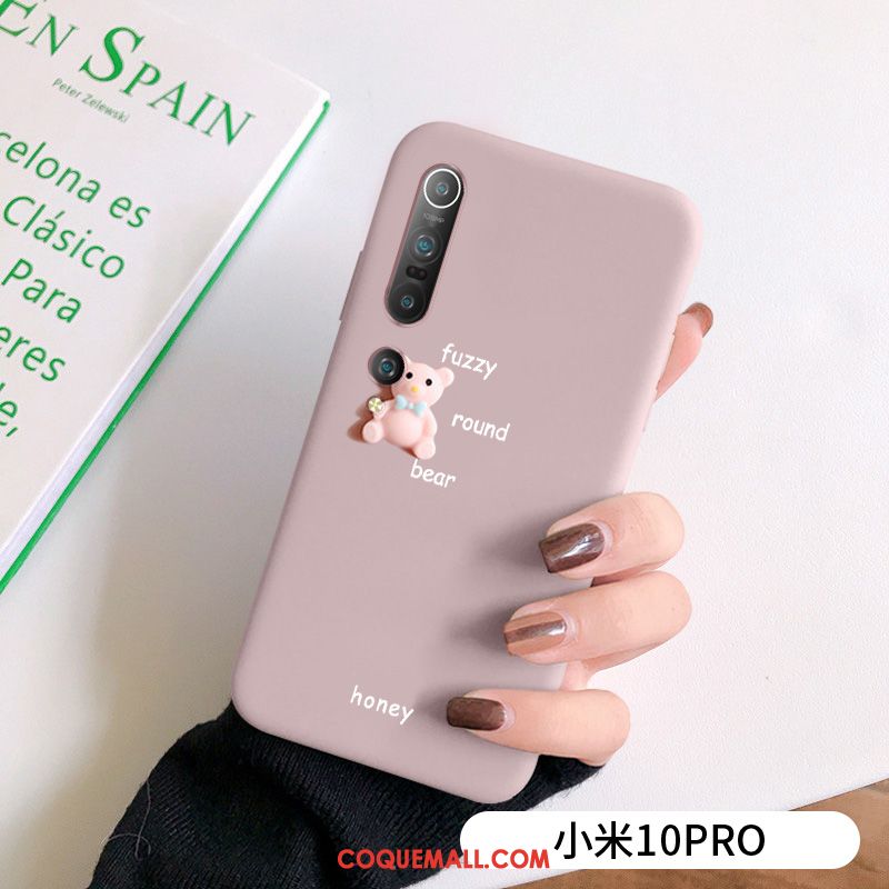 Étui Xiaomi Mi 10 Pro Personnalité Dimensionnel Petit, Coque Xiaomi Mi 10 Pro Net Rouge Téléphone Portable Beige