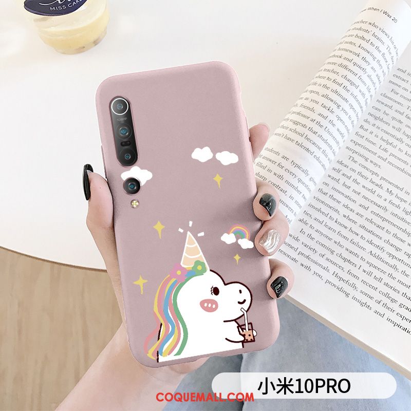 Étui Xiaomi Mi 10 Pro Protection Fluide Doux Amoureux, Coque Xiaomi Mi 10 Pro Silicone Dessin Animé Beige