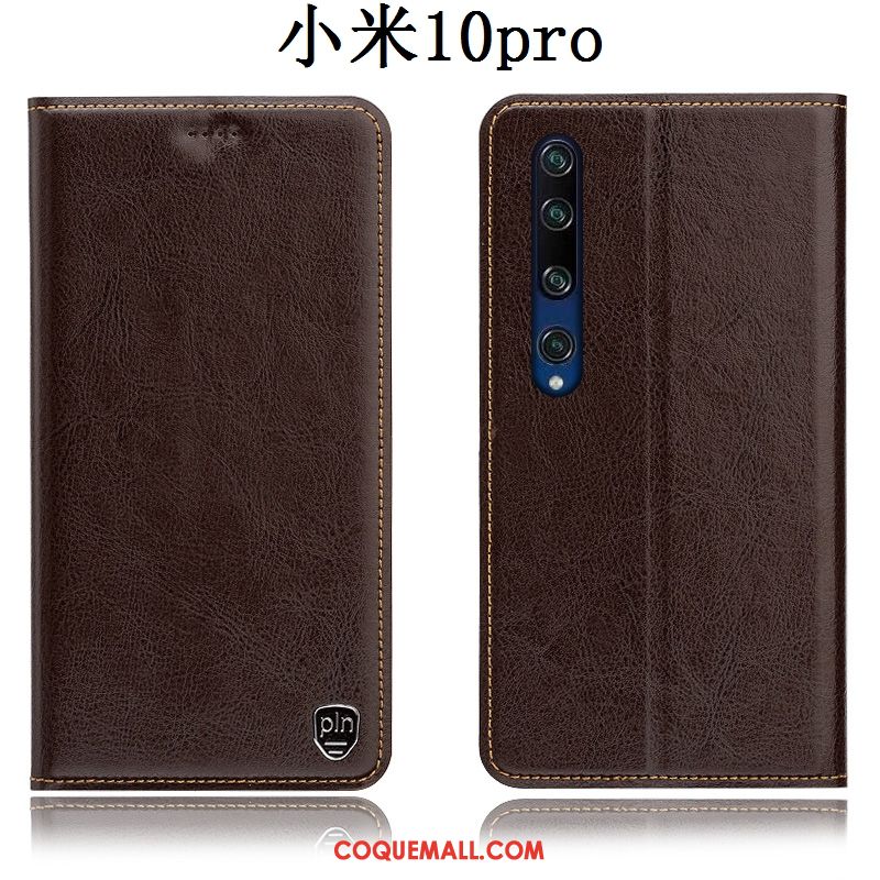 Étui Xiaomi Mi 10 Pro Protection Incassable Tout Compris, Coque Xiaomi Mi 10 Pro Jeunesse En Cuir Braun Beige