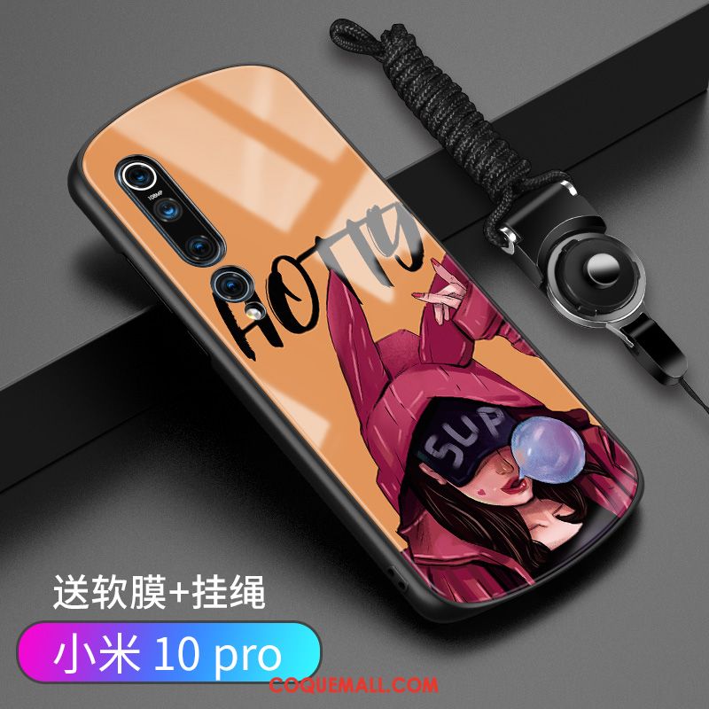 Étui Xiaomi Mi 10 Pro Silicone Personnalité Arc, Coque Xiaomi Mi 10 Pro Verre Créatif Beige