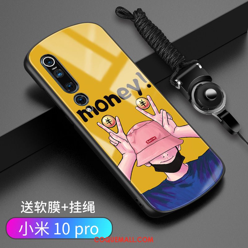 Étui Xiaomi Mi 10 Pro Silicone Personnalité Arc, Coque Xiaomi Mi 10 Pro Verre Créatif Beige