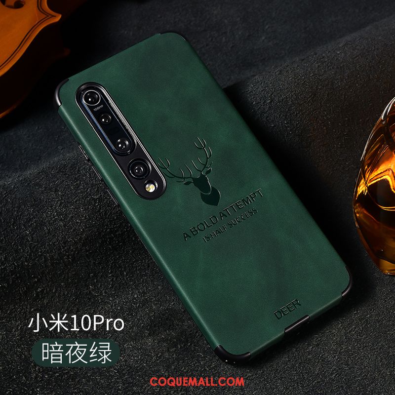 Étui Xiaomi Mi 10 Pro Tout Compris Elk Téléphone Portable, Coque Xiaomi Mi 10 Pro Personnalité Vert Beige