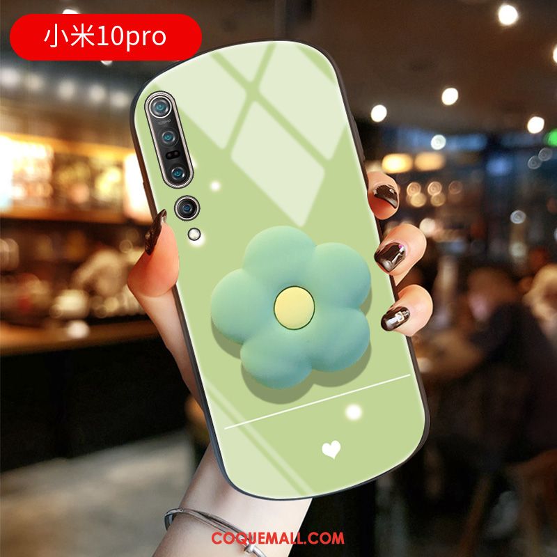 Étui Xiaomi Mi 10 Pro Vert Arc Frais, Coque Xiaomi Mi 10 Pro Verre Protection Beige