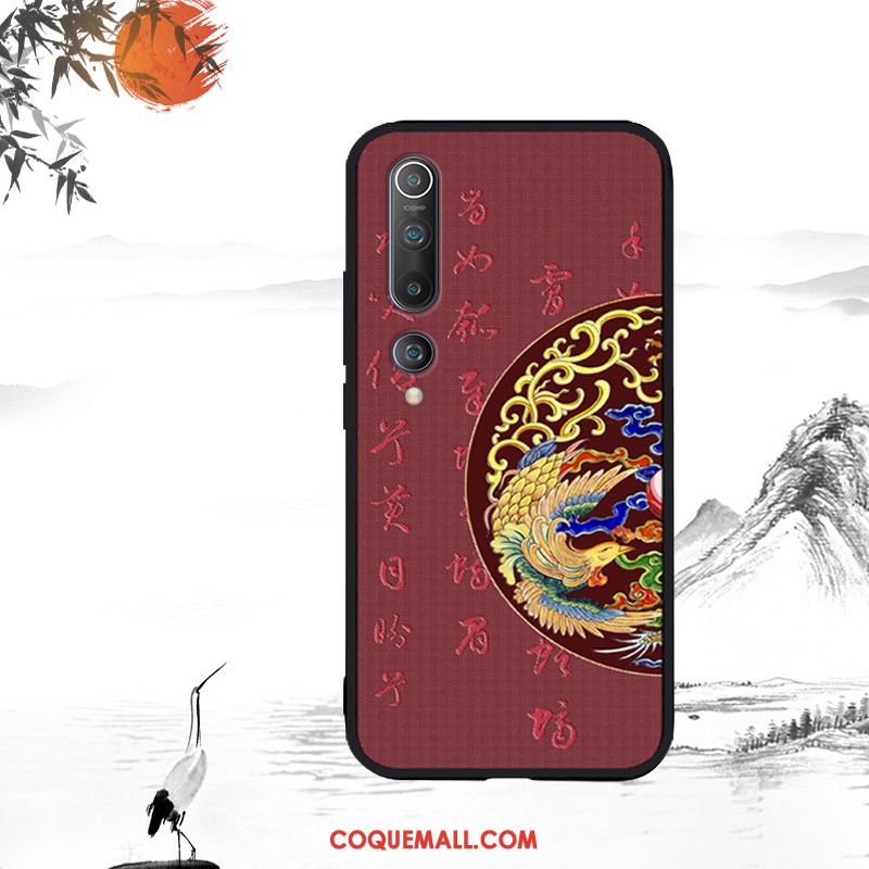 Étui Xiaomi Mi 10 Style Chinois Silicone Personnalité, Coque Xiaomi Mi 10 Modèle Net Rouge Beige