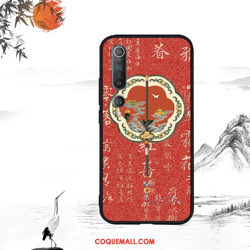 Étui Xiaomi Mi 10 Style Chinois Silicone Personnalité, Coque Xiaomi Mi 10 Modèle Net Rouge Beige