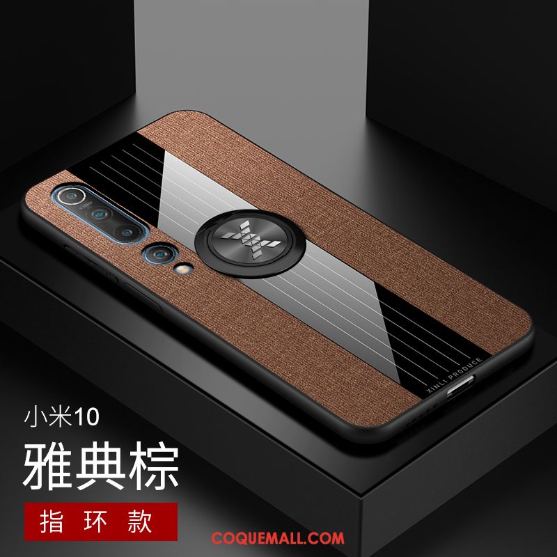 Étui Xiaomi Mi 10 Tendance Incassable Rouge, Coque Xiaomi Mi 10 Tout Compris Tissu Beige