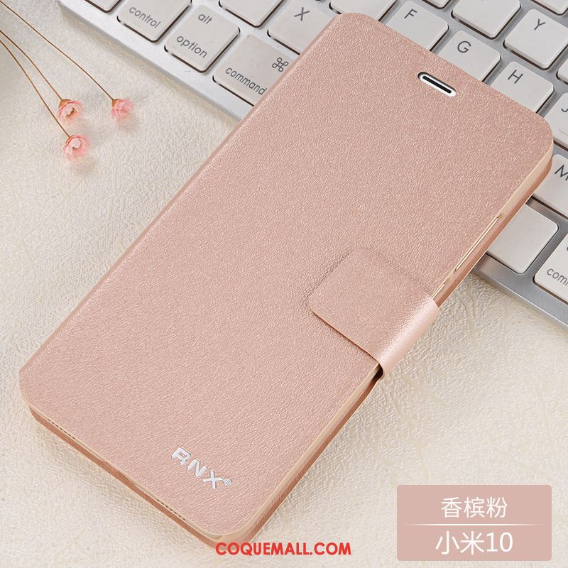 Étui Xiaomi Mi 10 Tout Compris Petit En Cuir, Coque Xiaomi Mi 10 Bleu Clamshell Beige