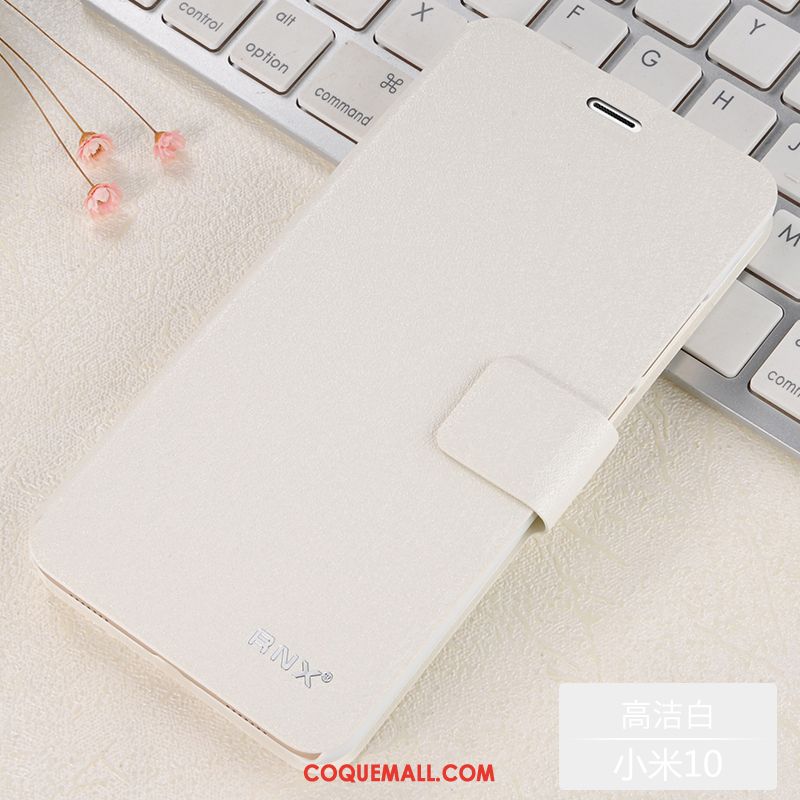 Étui Xiaomi Mi 10 Tout Compris Petit En Cuir, Coque Xiaomi Mi 10 Bleu Clamshell Beige