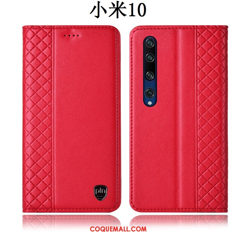 Étui Xiaomi Mi 10 Tout Compris Rouge Petit, Coque Xiaomi Mi 10 En Cuir Protection Beige