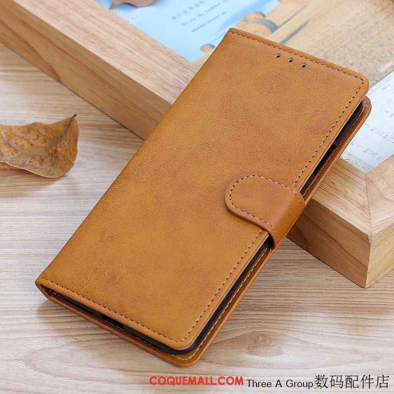 Étui Xiaomi Mi 10 Téléphone Portable En Cuir Incassable, Coque Xiaomi Mi 10 Carte Fluide Doux Beige