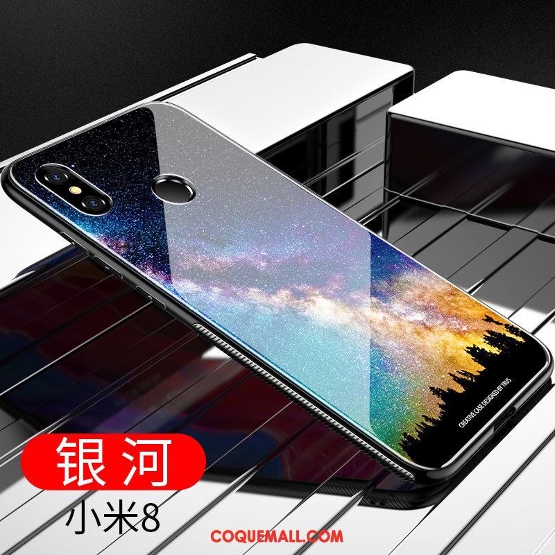 Étui Xiaomi Mi 8 Blanc Verre Transparent, Coque Xiaomi Mi 8 Silicone Petit Beige