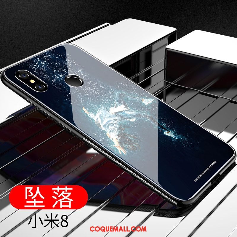 Étui Xiaomi Mi 8 Blanc Verre Transparent, Coque Xiaomi Mi 8 Silicone Petit Beige