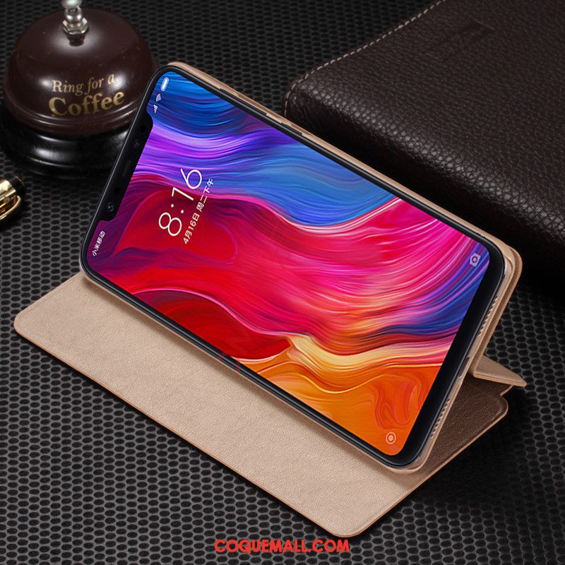 Étui Xiaomi Mi 8 Clamshell Étui En Cuir Petit, Coque Xiaomi Mi 8 Téléphone Portable Réveillez-vous Beige