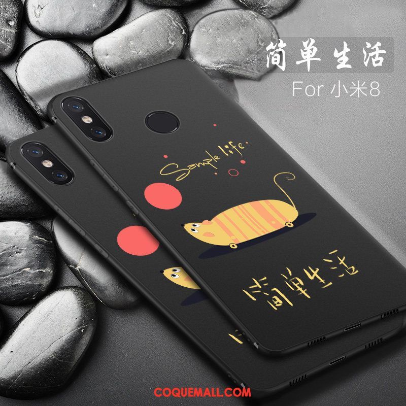 Étui Xiaomi Mi 8 Créatif Incassable Simple, Coque Xiaomi Mi 8 Noir Fluide Doux Beige