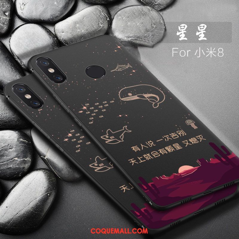 Étui Xiaomi Mi 8 Créatif Incassable Simple, Coque Xiaomi Mi 8 Noir Fluide Doux Beige