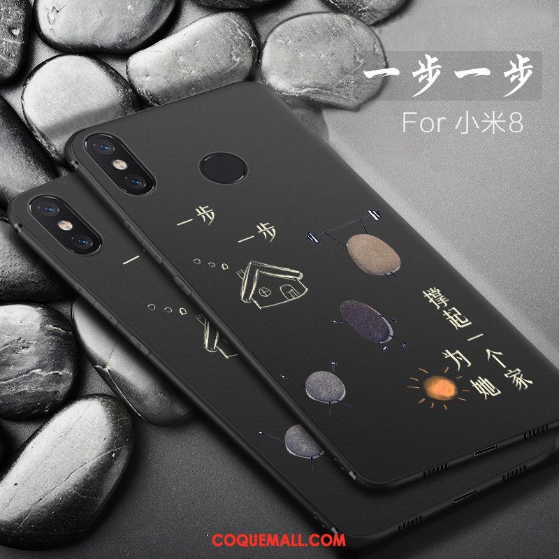 Étui Xiaomi Mi 8 Créatif Incassable Simple, Coque Xiaomi Mi 8 Noir Fluide Doux Beige