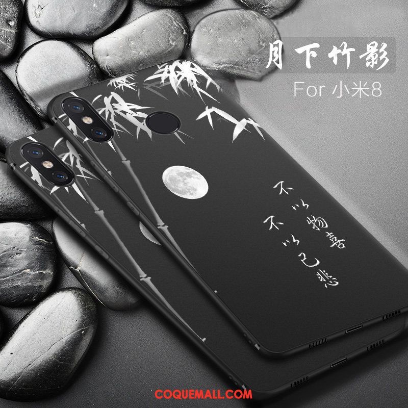 Étui Xiaomi Mi 8 Créatif Incassable Simple, Coque Xiaomi Mi 8 Noir Fluide Doux Beige